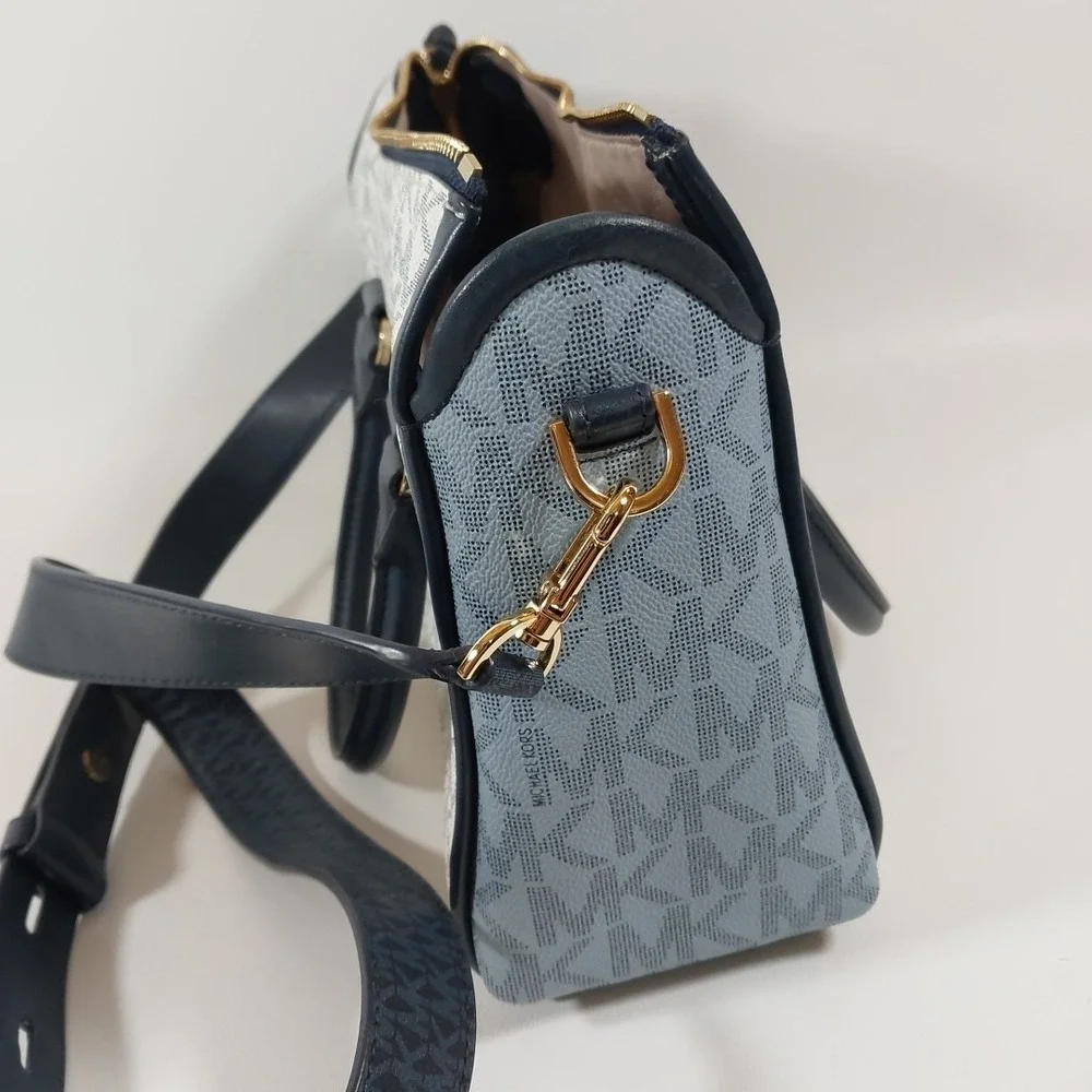 Michael‎ Kors Carine Small Blue Leather Crossbody Satchel & Dust Bag EUC